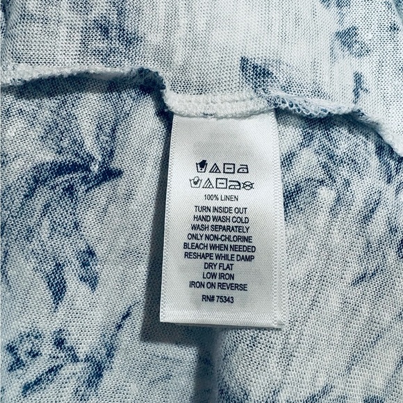 NEW, Nicole Miller New York, Linen T-Shirt - Plus Size 1X, White, Blue - Picture 7 of 8